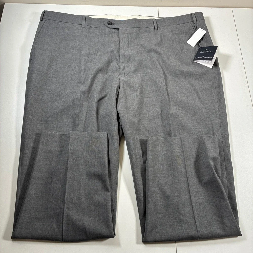 NEW Brooks Brothers Dress Vitale Barberis Canonico Pants 50x30 Gray Wool